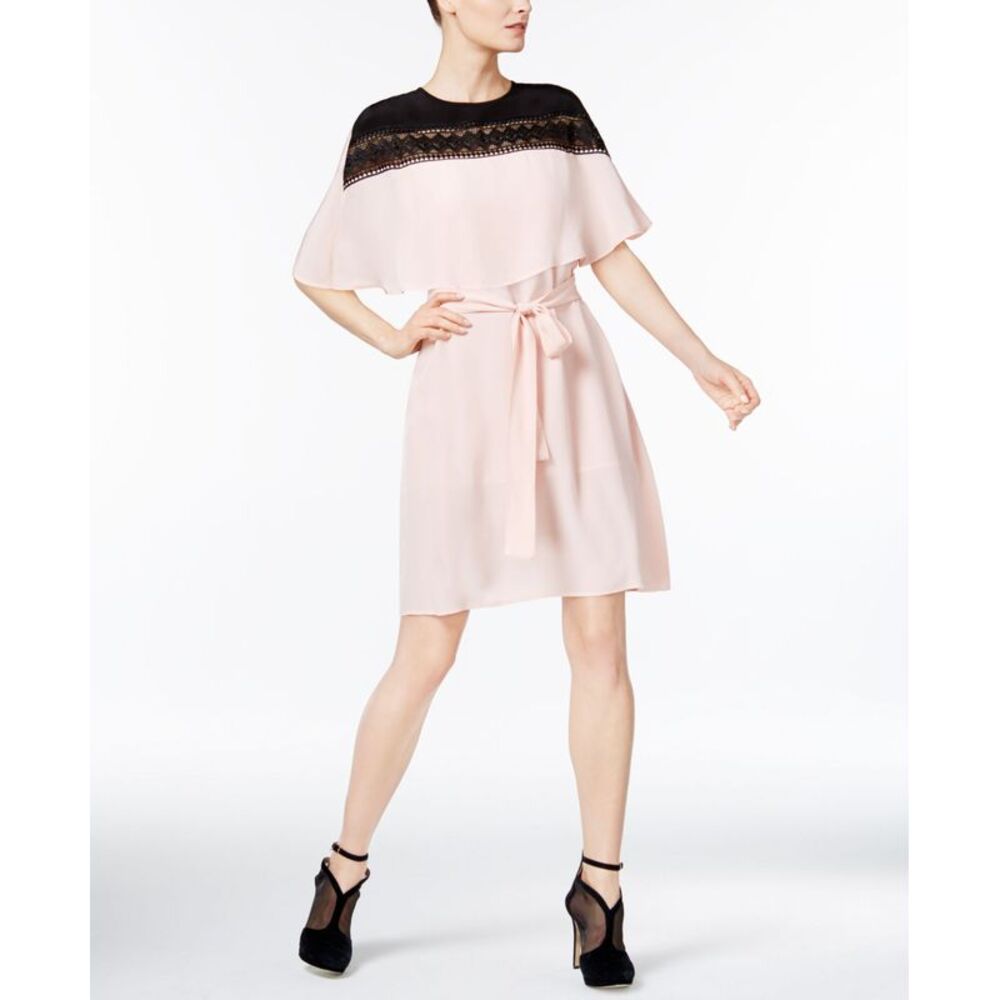 Yyigal Lace Yoke Capelet Dress